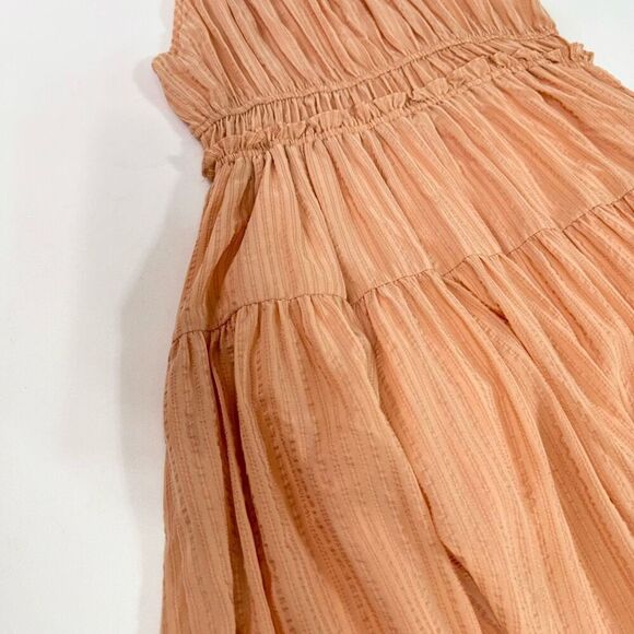 Current Air Los Angeles Dress Womens Medium Tan Striped Sleeveless A-Line - Picture 8 of 11